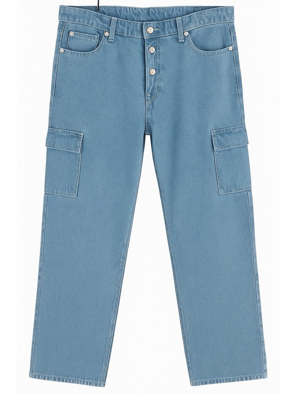 boohooMAN Blue Baggy Fit Button Jeans Street Wear Y2K Style Wide Leg Size 30